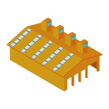 isometric orange factory over white