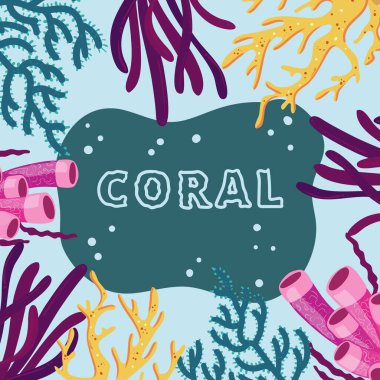 sea coral illustration with lettering