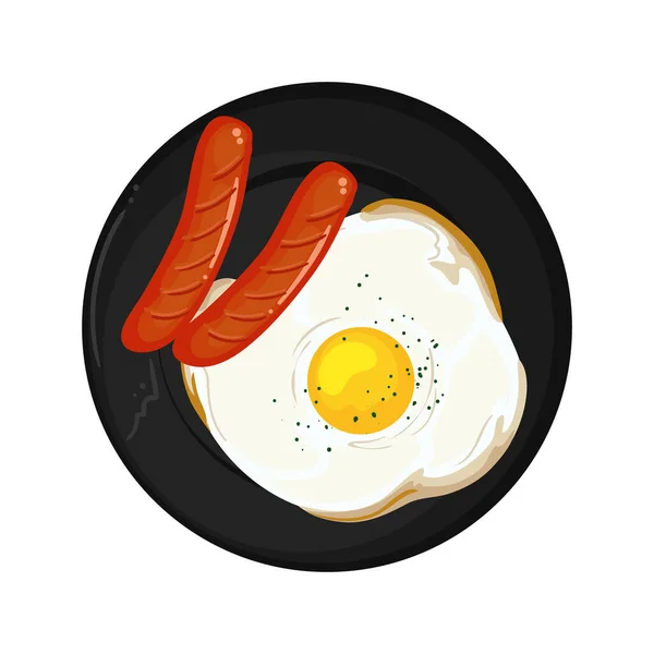 Breakfast Egg Sausage White — Image vectorielle