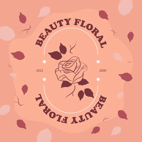 Beuty Floral Label Poster Rose — Stockvektor