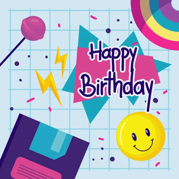 90S Birthday Invitation Emoji Thunders — Vector de stock