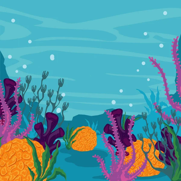 Sea Coral Card Seaweed — Stockvektor
