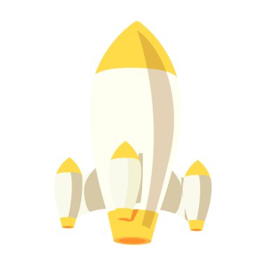 yellow rocket design over white