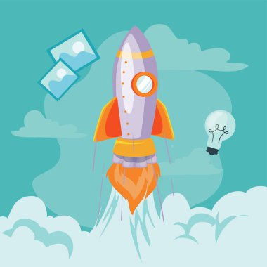poster of startup with a rocket