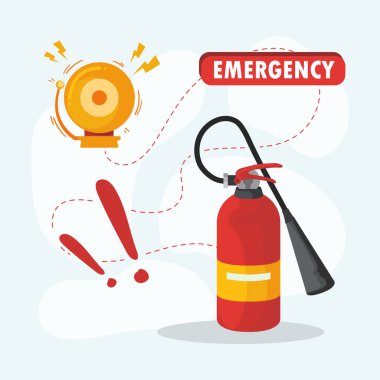 cartel of emergency with bell and extinguisher