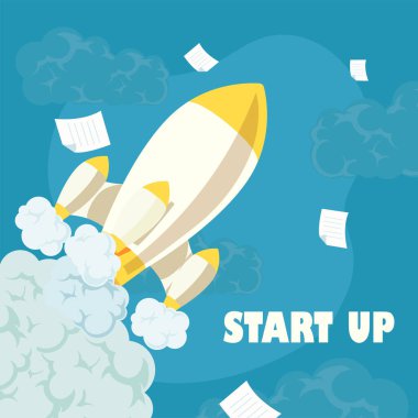illustration of startup with a rocket