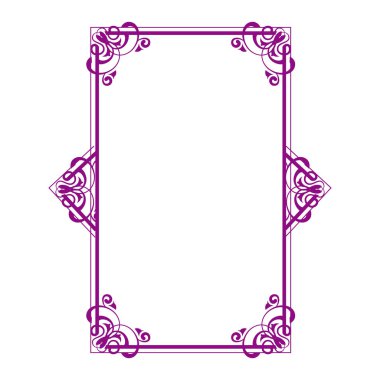 purple vintage ornament frame over white