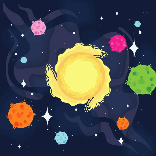 Cartel Cosmos Planets — Vector de stock
