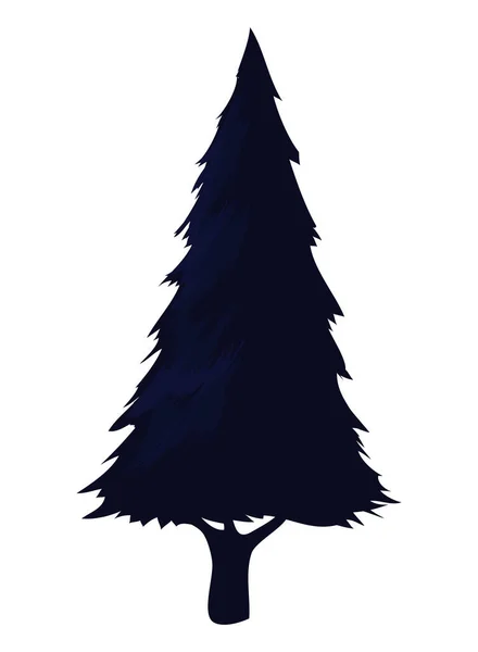 Pine Tree Silhouette Design White — ストックベクタ