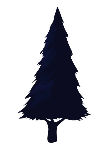 Pine Tree Silhouette Design White — 스톡 벡터