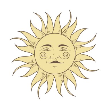 tarot sun design over white