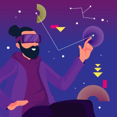 poster of man on metaverse with goggles