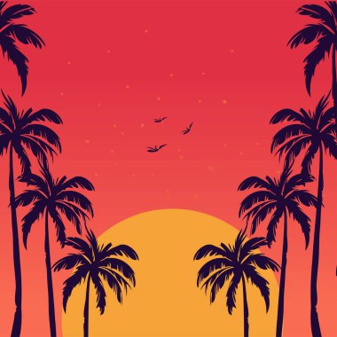 poster of sunset with palms