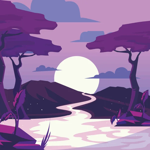 Illustration Wonderland Purple Forest — Stockvektor