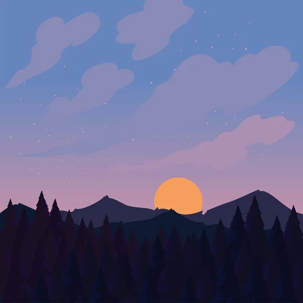 Cartel Sunset Forest — Image vectorielle