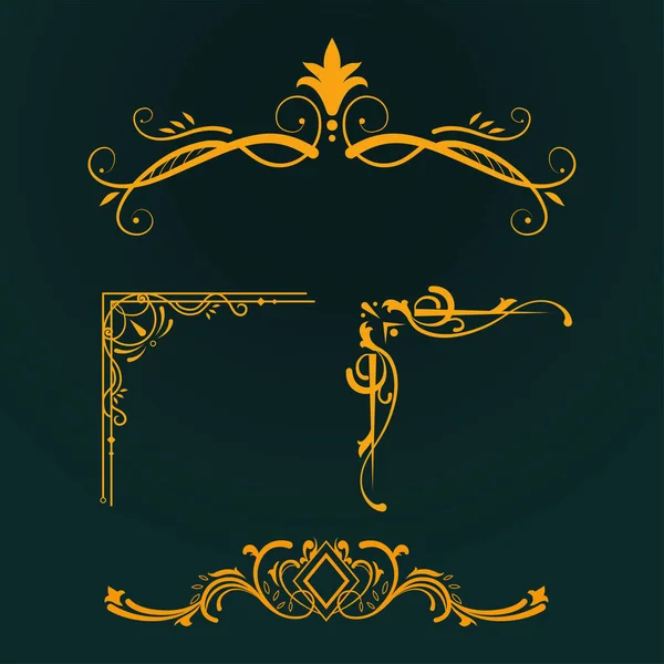 Classic Ornaments Border Golden Color — Vetor de Stock