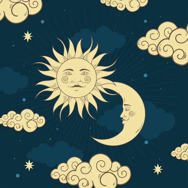 Poster Astrology Sun Moon — Stockvektor