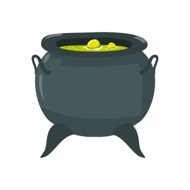 flat halloween caldron over white