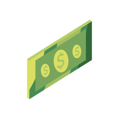 flat isometric dollar over white