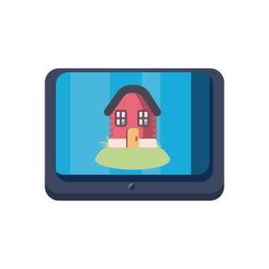 flat smartphone with house over white