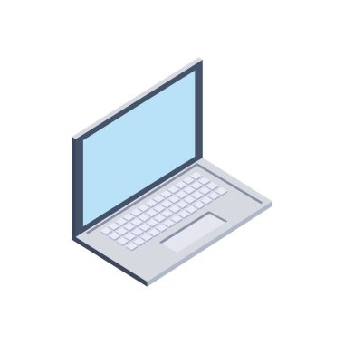 flat isometric laptop over white