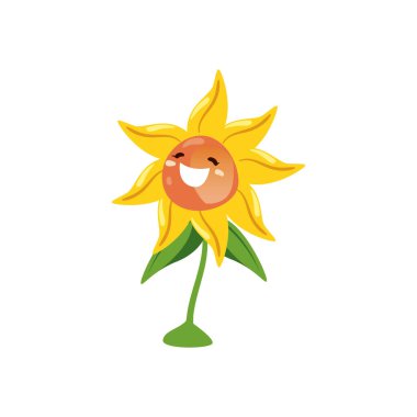 flat smile sunflower over white