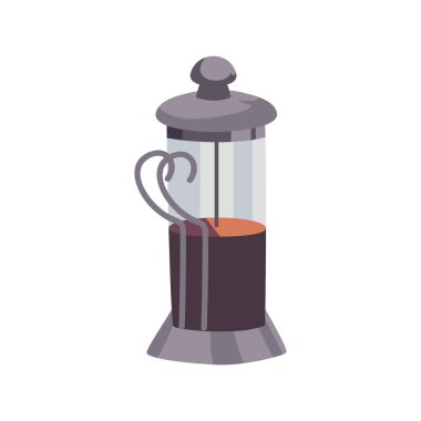 flat coffee french press over white