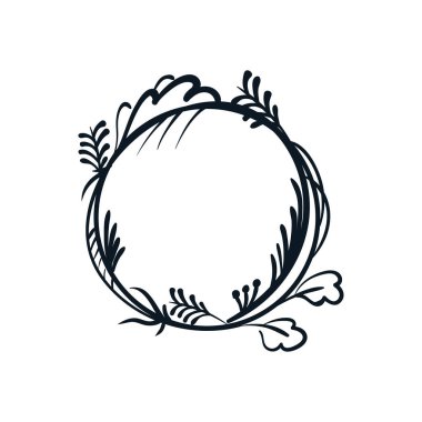 flat nature ornament round frame over white