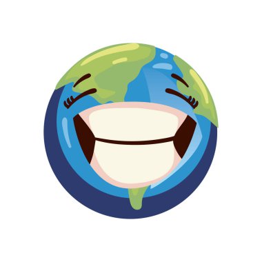 flat smile world over white