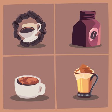 set of flat coffee icons