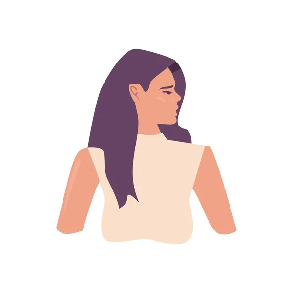 Flat Woman Profile Illustration White — Image vectorielle