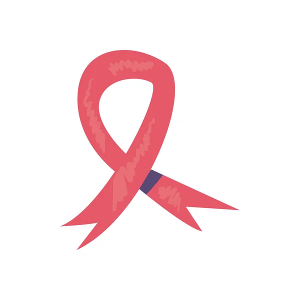 Flat Breast Cancer Ribbon Design White — Stockvector