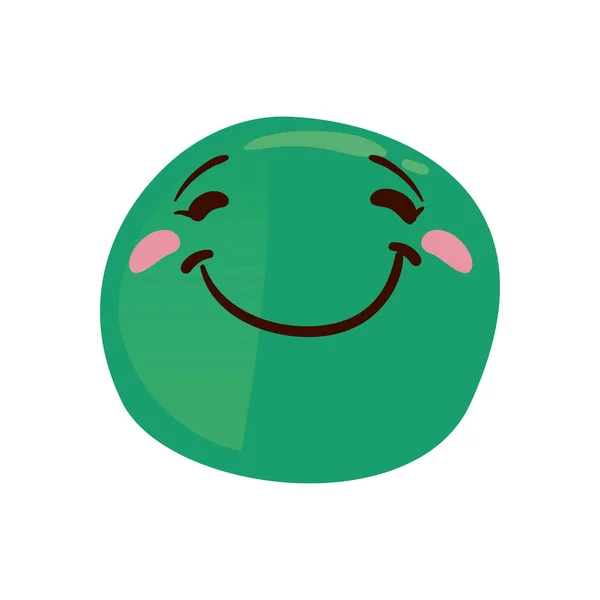 Flat Green Smile Emoji White — Stock Vector