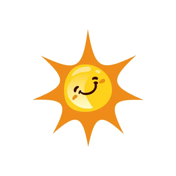 Flat Smile Sun White — Stok Vektör