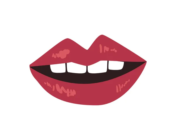 Flat Mouth Illustration White - Stok Vektor