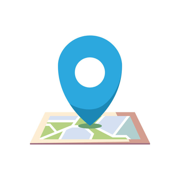 Плоское расположение значок и карта поверх белого