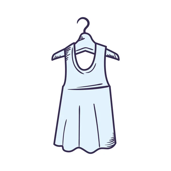 Пласка Синя Сукня Над Білим — стоковий вектор