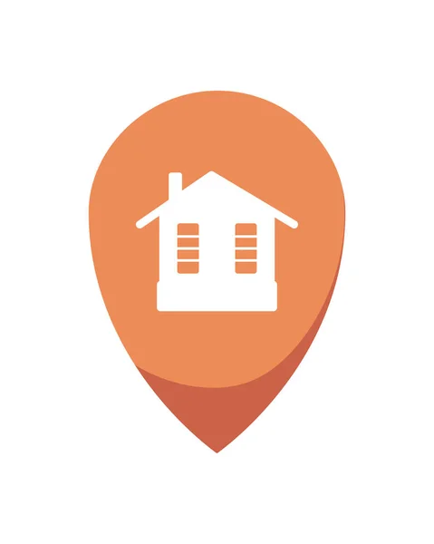 Orange Location Pin House — Stock Vector