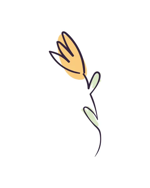 Flat Golden Flower One Line Style — Vetor de Stock