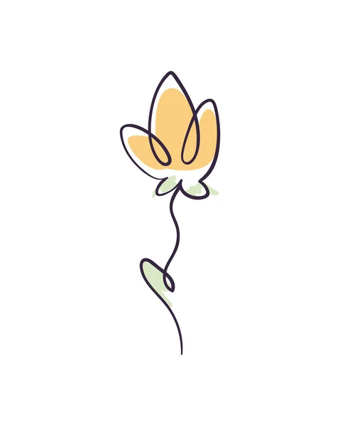 Flat Yellow Flower Design One Line Style — Image vectorielle