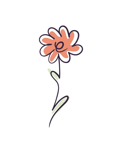 Flat Orange Flower One Line Style — Stockvektor