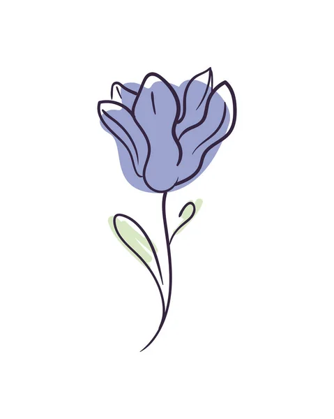 Flat Nice Flower One Line Style — Vettoriale Stock