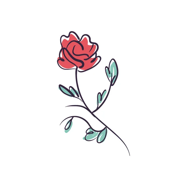 Flat Rose Design One Line Style — Vettoriale Stock