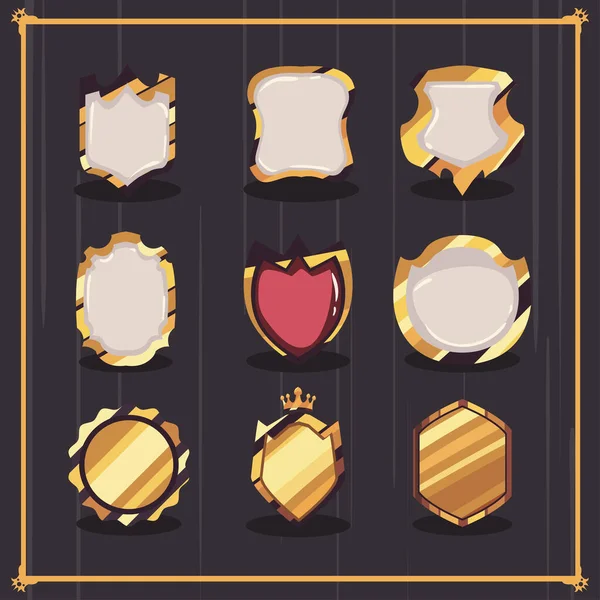 Set Flat Golden Badges — Stockvektor