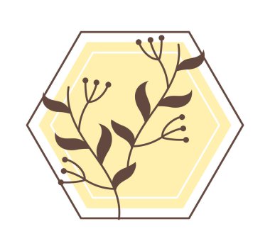 geometric floral badge on white background