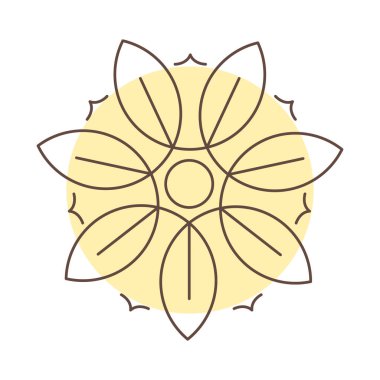 yellow flower badge on white background