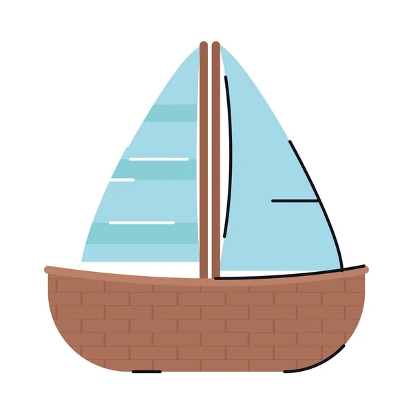 Segelbåt Ikon Vit Bakgrund — Stock vektor