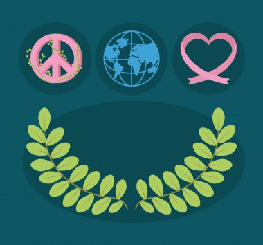peace icon set on blue background