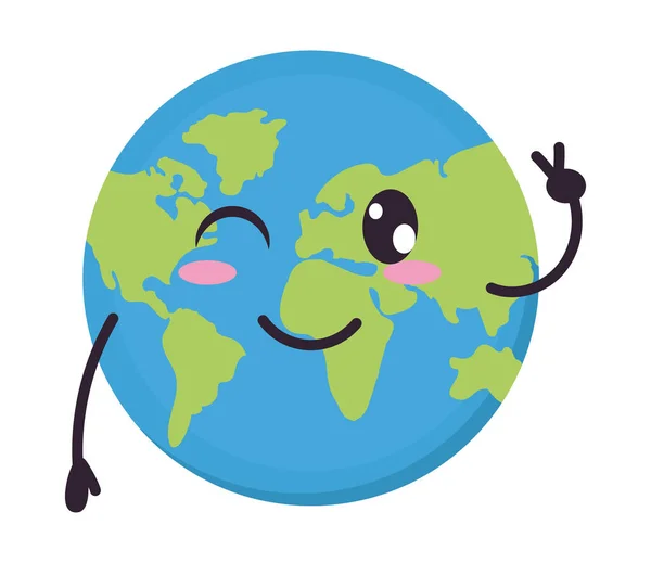 Cartoon Happy Earth Planet Design — Stock Vector