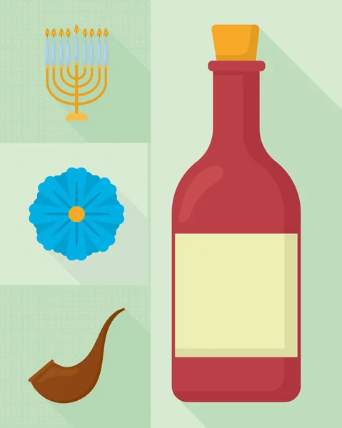 Jewish Symbols Icon Set Green Background — Image vectorielle